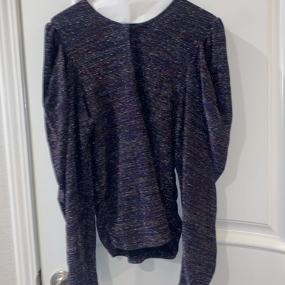 Ramy Brook Charlize Keyhole-Front Metallic Top Size L in Purple Multi - Picture 7 of 16